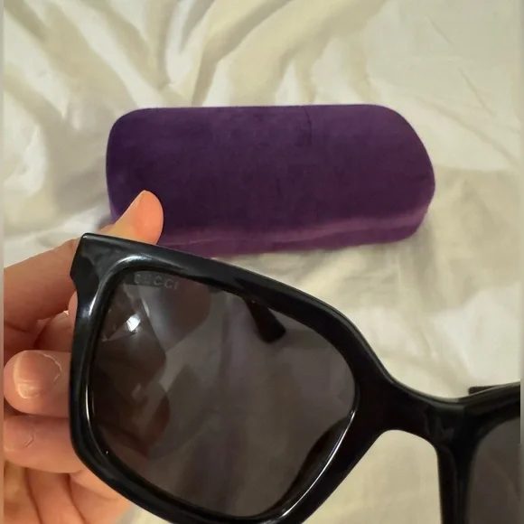authentic stylish square Gucci Black/Bluish Sunglasses - Picture 14 of 15